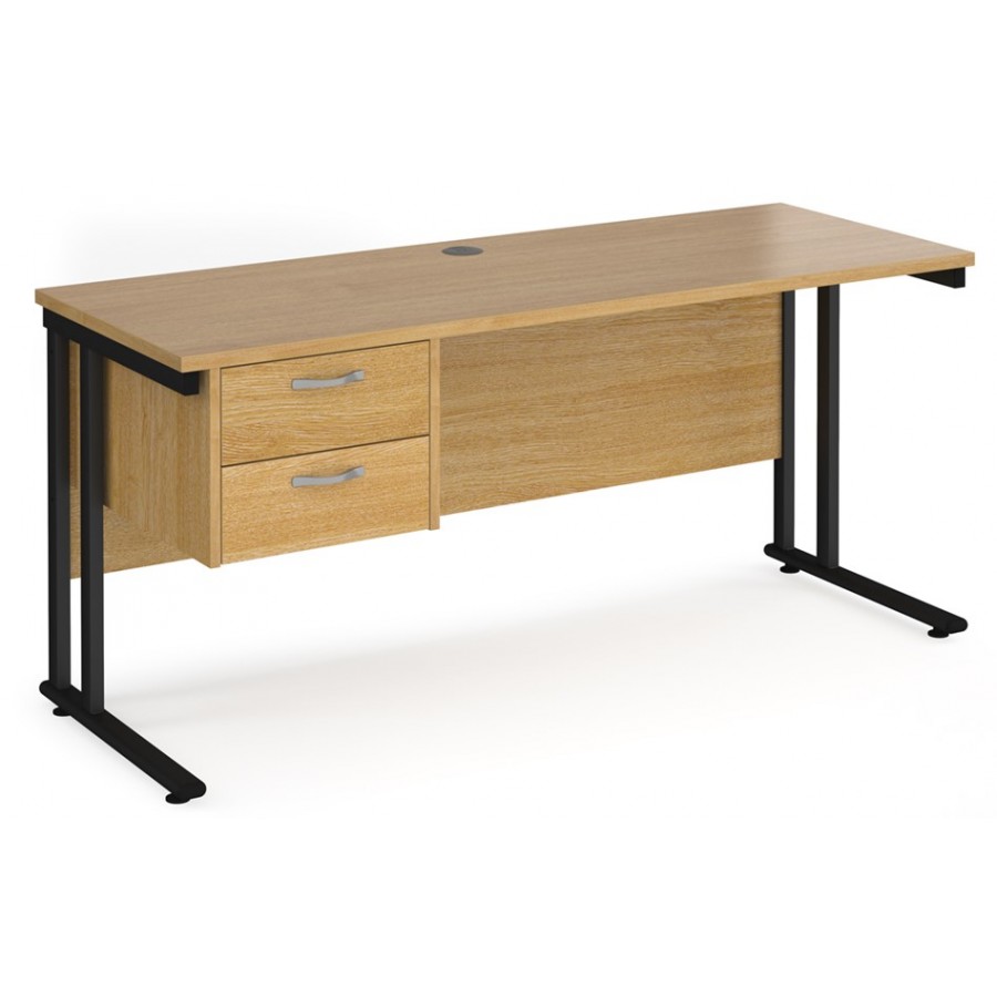 Maestro Cantilever Leg Straight Desk with Two Drawer Pedestal